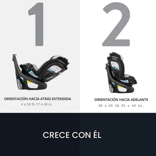 Vista 3 de Evenflo Revolve360 Slim 2-en-1 Asiento rotacional para auto con cubierta de limpieza rápida (Negro Salem)