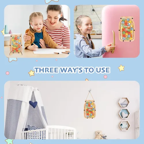 Vista 3 de Tarro de recompensa magnético personalizado con estrellas, tarro de recompensa para el aula para niños, tabla de comportamiento del sistema