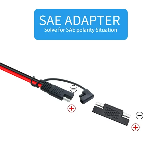 Vista 5 de Adaptador de conector SAE a XT60I-F, cable de 12 AWG, conector de panel solar SAE, con adaptador inverso para estación de energía portátil