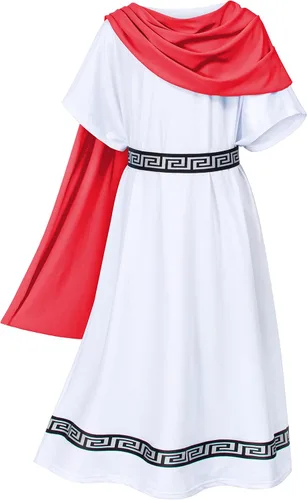 Vista 4 de Yoroka Bata griega para niños de la época medieval disfraz blanco de Toga