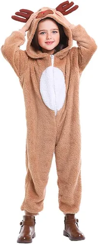 Vista 2 de Soyoekbt Disfraz de reno para niños y niñas, pijama de animal para Navidad