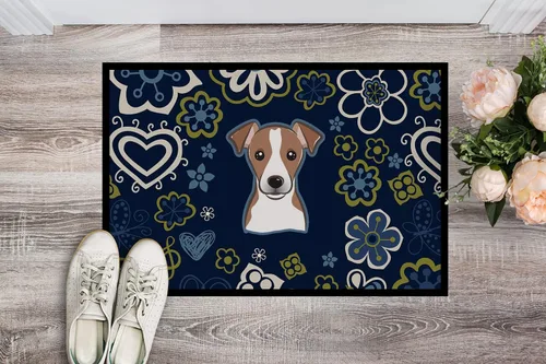Vista 2 de Caroline's Treasures BB5111JMAT - Tapete para puerta delantera, 24 x 36 pulgadas, diseño de flores azules, para entrada, antideslizante, lavable