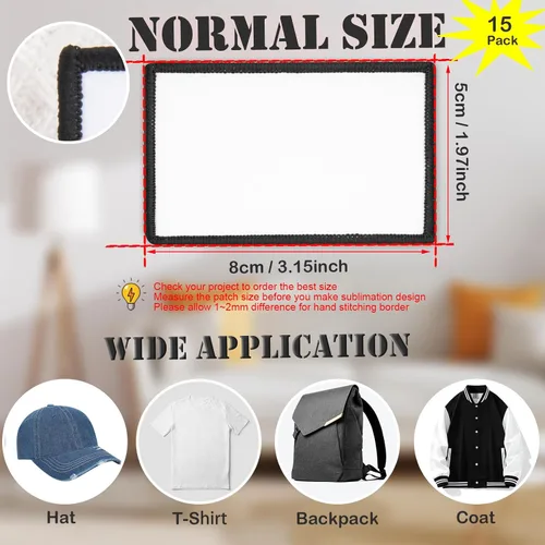 Vista 2 de 15 piezas de parches de sublimación - Parches en blanco para planchar para manualidades DIY, sombreros, gorras, mochilas, uniformes