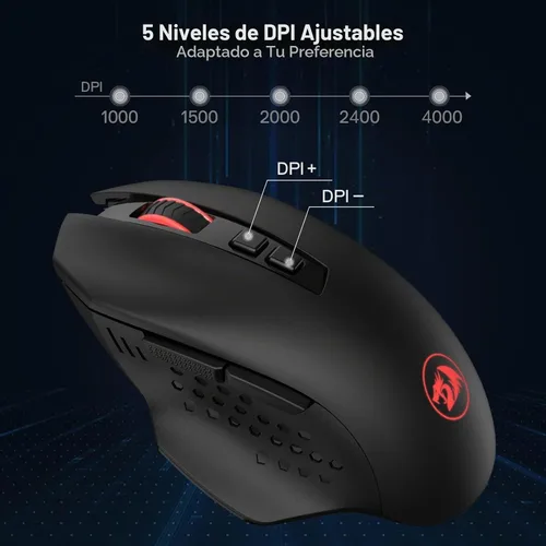 Vista 9 de Redragon Paquete de teclado con una sola mano K585 y mouse inalámbrico para juegos M656 Gainer