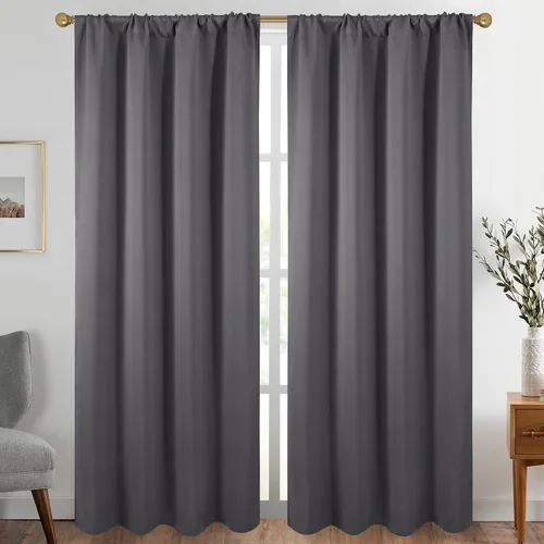 Vista 26 de Diraysid Cortinas opacas beige para dormitorio y sala de estar, cortinas con aislamiento térmico para oscurecer la habitación, 42 x 63 pulgadas, 2