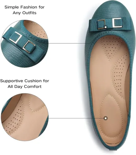 Vista 3 de Samilor Zapatos bajos y elegantes con lazo y puntera redonda para mujer, cómodos y sin cordones