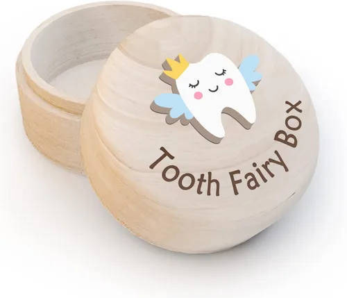 Vista 12 de Caja de hadas de dientes para niñas con bolsa de fiary bonita caja de madera tallada 3D Dientes perdidos para niños, recuerdo de dientes caídos
