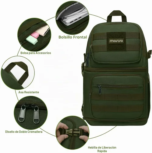 Vista 6 de MOSISO Bolsa de hombro para cámara, bolsa táctica para cámara réflex digital/réflex/sin espejo con soporte para trípode y almohadillas modulares