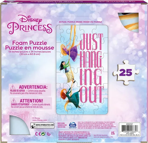 Vista 4 de Spin Master Games, Rompecabezas de princesas de Disney, 25 piezas, rompecabezas de espuma suave para niños con Rapunzel, Mulan, Mérida, para edades