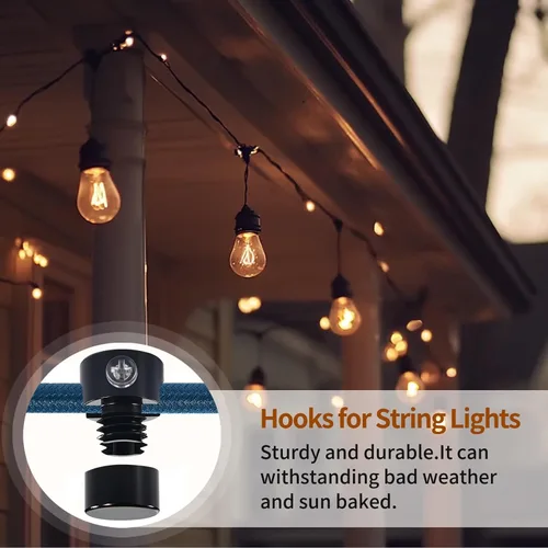 Vista 7 de Paquete de 3 Ganchos de Techo Mejorados, Ganchos de Techo Ajustables de Aluminio para Colgar Luces, Gancho Colgante Negro de Servicio Pesado, Gancho