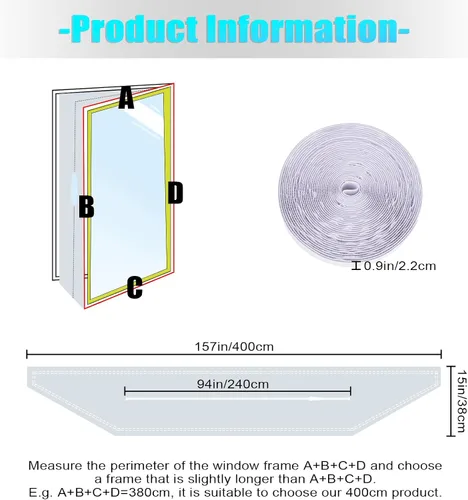 Vista 2 de Zihvfzu Kit de sellado universal de ventana de CA de 157.5 in (157 pulgadas) – Cubierta de ventilación impermeable con cremallera para ventanas