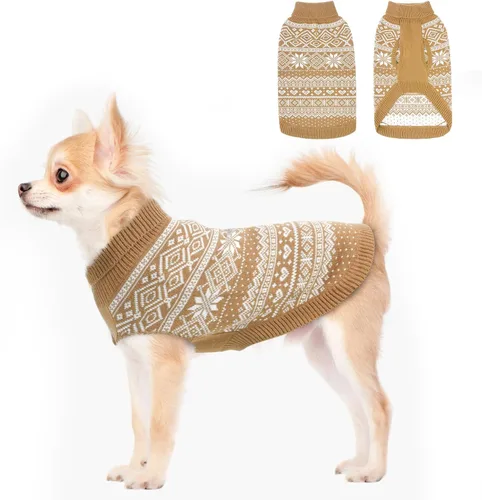 Vista 20 de HOMIMP Suéter de rombos para perros - Ropa cálida de invierno para cachorros, abrigo suave, suéter feo para perros pequeños, medianos y grandes, Azul