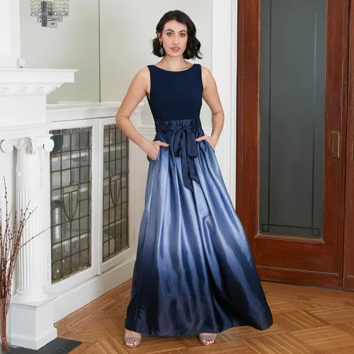 Vista 2 de S.L. Fashions Womens Sleeveless Long Satin Mother of The Bride Dress with Pockets, Formal Party Gown