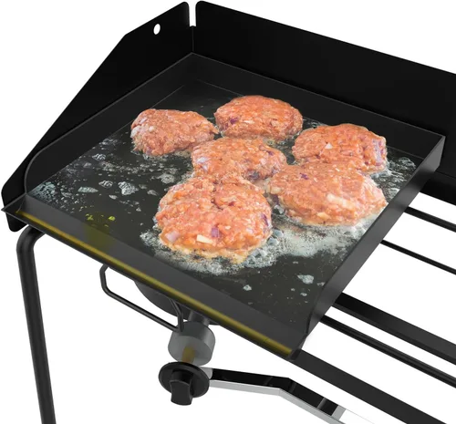 Vista 6 de Plancha de acero resistente para sistemas de cocción de estufa de 14 pulgadas, parte superior plana de acero al carbono con bolsa de transporte