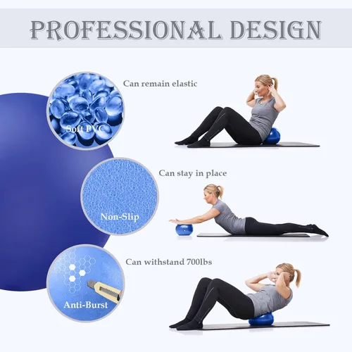 Vista 3 de Soft Pilates Yoga Ball, Small Exercise Ball, Mini Rubber Workout Equipment 9 Inch Ball Ideal Between Knee Squeeze for Physical Therapy Core