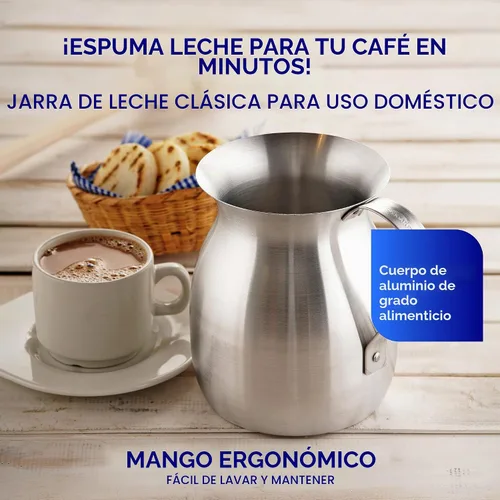 Vista 2 de Universal Chocolatera de 2.1 cuartos de galón/2 litros - Máquina de chocolate caliente de aluminio y jarra de espuma - Olleta Colombiana tradicional
