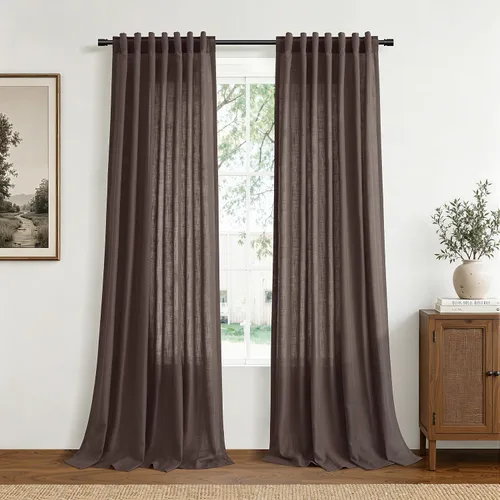 Vista 13 de Hokibero Cortinas de lino natural de 96 pulgadas de largo para sala