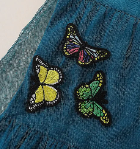 Vista 3 de Vestido de tul de verano para niña pequeña, lindo patrón de dibujos animados, vestido de algodón con lentejuelas a rayas para uso diario para bebé