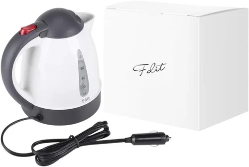 Vista 5 de Fdit Hervidor eléctrico portátil para automóvil, viaje por carretera, encendedor de cigarrillos DC12V/24V agua calentada, té, café, caldera, apagado