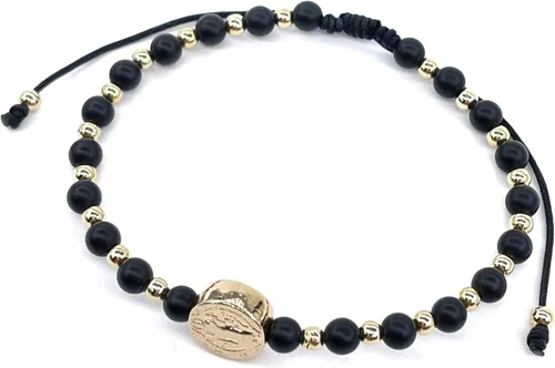 Vista 24 de St Benedict Coin and Natural Round Red Coral Beads Adjustable Bracelet for Women