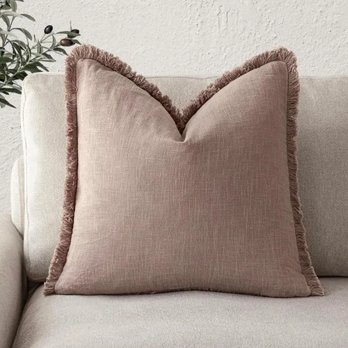Vista 46 de Foindtower Fundas de almohada decorativas de lino con flecos, acogedora funda de cojín bohemia estilo farmhouse con borlas, funda de almohada