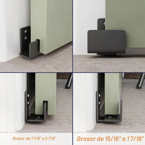 Vista 2 de SMARTSTANDARD Guía de piso ajustable en forma de U para puerta de granero Negro