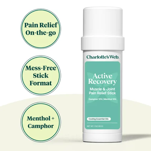 Vista 2 de Charlotte's Web Barra de alivio del dolor muscular y articular Active Recovery 1oz