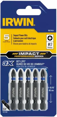 Vista 3 de Irwin Tools IWAF32PH22 Impact Performance Series Phillips Power Bit #2 (paquete de 2), 2 pulgadas