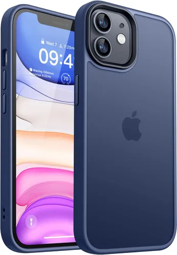 Vista 13 de CANSHN Compatible mate con iPhone 11 [Certificado de caída militar] Funda de teléfono con parte trasera translúcida, antihuellas - Negro helado