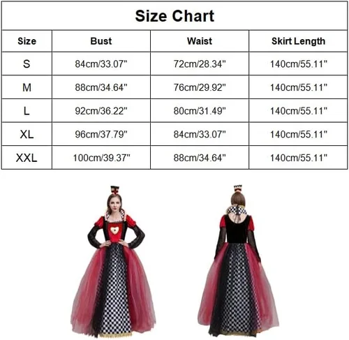 Vista 6 de OASMA Disfraz de reina para mujer, disfraz de Halloween del país de las maravillas, corazones rojos reales, carnaval, cosplay para adultos