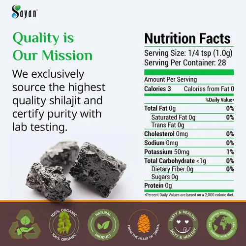 Vista 5 de Sayan Polvo puro de Shilajit de 1 onza/0.99 oz, suministro de 5 meses, potente suplemento de ácido fúlvico orgánico, apoya el sistema inmunológico