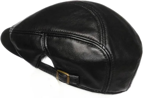 Vista 2 de LETHMIK Sombrero Plano de taxista en Piel Auténtica clásico Newsboy Cap Ivy de conducir
