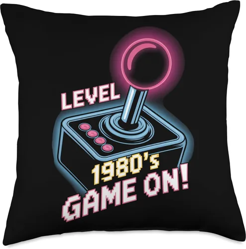 Vista 4 de Level 1980's Game On Retro Arcade Joystick Throw Pillow