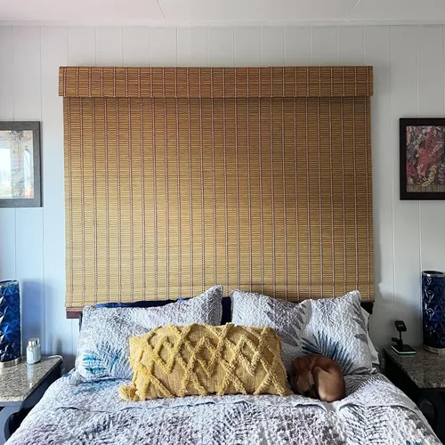 Vista 2 de Sunbox Persiana Romana de Bambú Inalámbrica, Persianas Romanas de Madera Tejida, Persianas de Bambú Natural con Filtrado de Luz para Ventanas