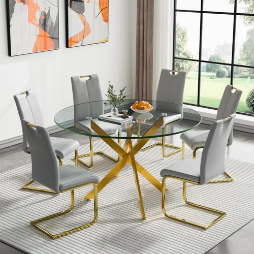 Vista 81 de HomVent Juego de mesa de comedor redonda de vidrio de 3 piezas, juego de mesa de cocina de vidrio redondo para 2 personas con 2 sillas de comedor