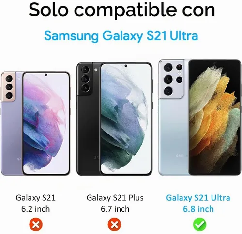 Vista 2 de TAURI Diseñado para Samsung Galaxy S21 Ultra 5G de 6.8 pulgadas, protector de pantalla de privacidad de película de TPU flexible + protector de Negro
