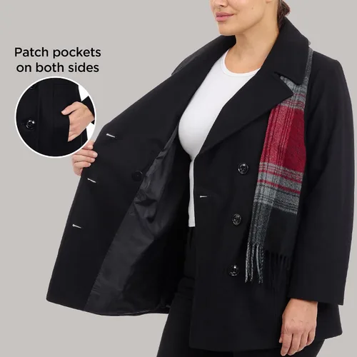 Vista 4 de LONDON FOG womens Plus-size Double Breasted Peacoat With Scarf