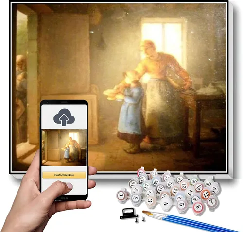 Vista 15 de Pintura de números para adultos, pintura de paisaje montañoso por Jean-Francois Millet Paint by Number Kit sobre lienzo para principiantes