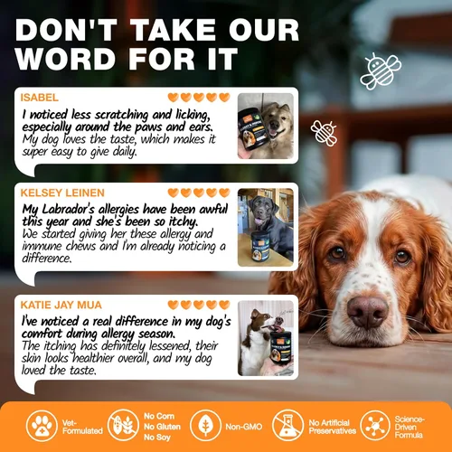 Vista 3 de Masticables para aliviar la alergia de perros para la picazón en la piel Masticables de apoyo para la alergia