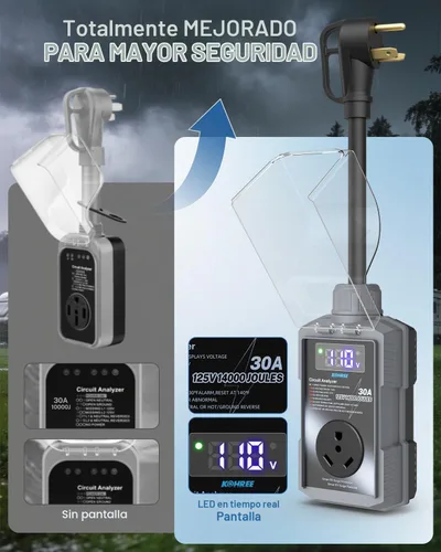 Vista 5 de Kohree Protector contra sobretensiones RV de 30 amperios con protección de alto y bajo voltaje, 10000 julios, 30 amperios, protector