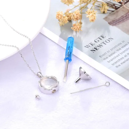 Vista 6 de Collar de cremación de plata de ley 925 para cenizas Collar colgante de urna de cristal transparente para mujer