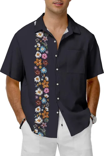 Vista 9 de KYKU Hawaiian Shirt for Men: Tropical Summer Beach Short Sleeve Button Down Shirt with Pocket