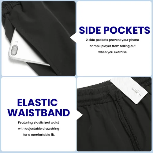 Vista 5 de COOFANDY - Paquete de 2 pantalones cortos de entrenamiento para hombre de 7 pulgadas, de secado rápido, pantalones cortos deportivos ligeros