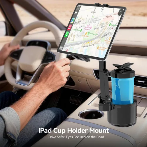 Vista 2 de PLDHPRO Soporte para tablet para automóvil, soporte ajustable para camión, iPad, soporte con brazo telescópico para iPad Pro Air Mini Galaxy Tab