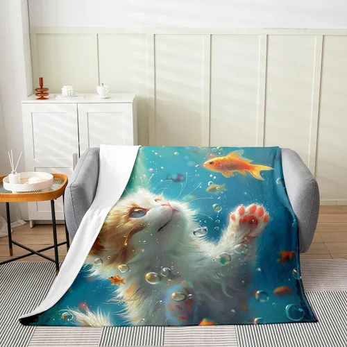 Vista 10 de Manta de franela de pulpo de 40 x 50 pulgadas, cálida y ligera, diseño de dibujos animados 3D, manta sherpa de franela moderna de aventura oceánica