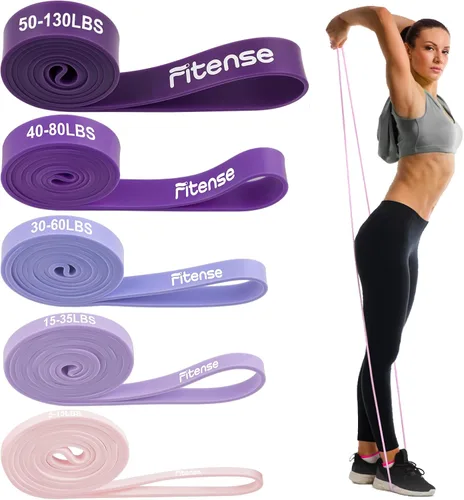 Vista 9 de Fitense Resistance Bands Set - Pull Up Bands for Men Women, Exercise Bands Resistance with Door Anchor, Training Poster & Pouch for Body Stretching