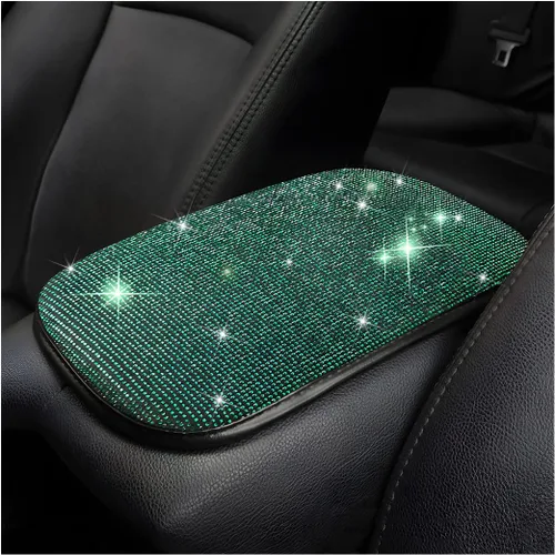 Vista 10 de Funda brillante para consola central de auto, almohadilla de reposabrazos de diamante de moda, cojín protector de brazo de cristal suave, accesorios