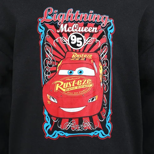 Vista 3 de Disney Cars Lightning McQueen - Conjunto de sudadera y pantalón deportivo de forro polar para niños pequeños, 2 piezas, color negro