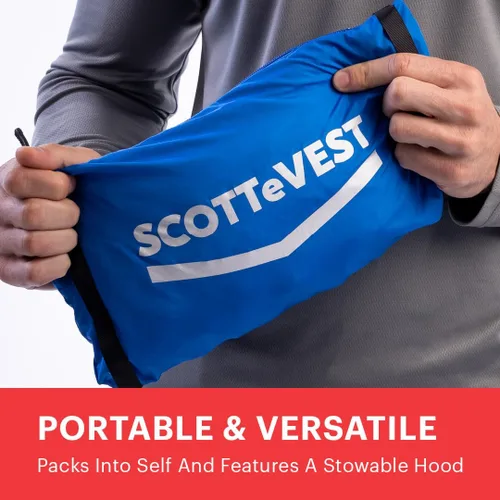 Vista 5 de SCOTTeVEST Pack - Chaqueta rompevientos para hombre, 19 bolsillos ocultos, abrigo ligero repelente al agua para viajes y más