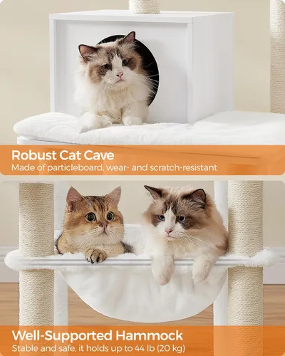 Vista 14 de Feandrea Árbol para gatos, torre moderna de 54.3 pulgadas para gatos de interior, condominio para gatos de varios niveles, felpa ultrasuave, postes